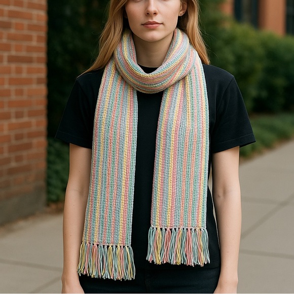 Multi color crochet Alpaca scarf, Unisex, handmade - Picture 3 of 7